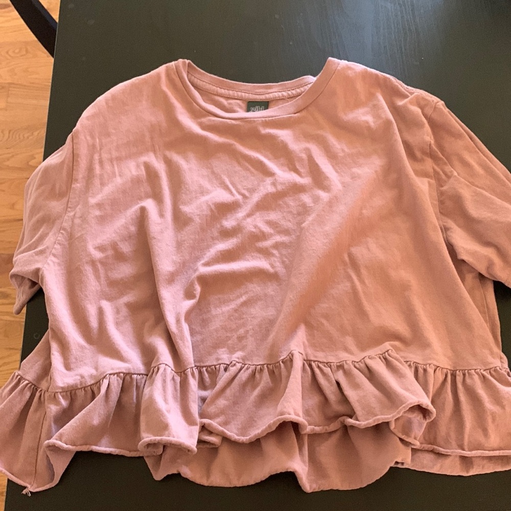 Ruffle Hem Crop Top Blouse Boho Festival Style Size M
